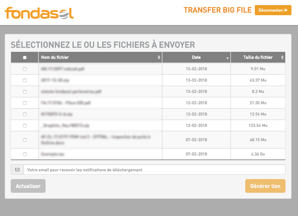 Illustration de la plateforme de transfert de fichier